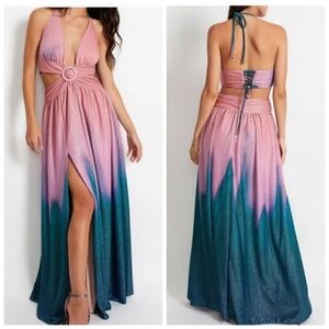 PatBO Pink and Blue Maxi Dress